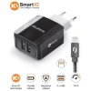 ALIGATOR chytrá síťová nabíječka 3.4 A, 2x USB, smart IC, kabel Lightning 2A, černá