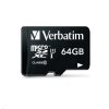 Karta VERBATIM MicroSDXC 64GB Pro, U3 + adaptér
