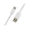 Belkin kábel Boost Charge Braided USB-A to USB-C 1m - White