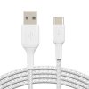 Belkin kábel Boost Charge Braided USB-A to USB-C 1m - White