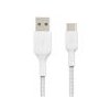 Belkin kábel Boost Charge Braided USB-A to USB-C 1m - White