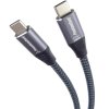 PremiumCord Kabel USB-C samec - USB-C samec, hliníkové krytky konektorov, bavlnený oplet, 2m