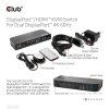 Club3D Network Switch - Prepínač, DP/HDMI KVM prepínač - Dual DP 4K 60Hz