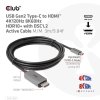 Club3D kabel USB-C na HDMI, 4K120Hz 8K60Hz HDR10 s DSC1.2, Aktivní kabel, M/M, 3m