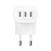 Belkin 67W PD 3.1 3 Port USB-C Wall Charger + USB-C/USB-C kábel 1m - White