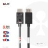 Club3D Kabel DisplayPort 2.1 na DisplayPort 2.1 VESA DP80, 4K240Hz/8K60Hz/10K30Hz HDR (M/M), 1.2m, černá