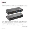 Sieťový prepínač Club3D - Prepínač, HDMI KVM prepínač - Dual HDMI 4K 60Hz