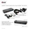 Sieťový prepínač Club3D - Prepínač, HDMI KVM prepínač - Dual HDMI 4K 60Hz