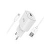 Xqisit wall charger + USB-A to USB-C kábel 1m - White