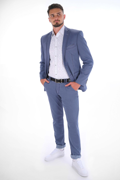 Modrosivé nohavice Chinos ULTRA SLIM strih, bavlna stretch