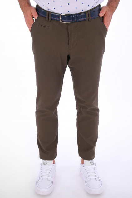 Hnedé nohavice Chinos ULTRA SLIM strih, bavlna stretch