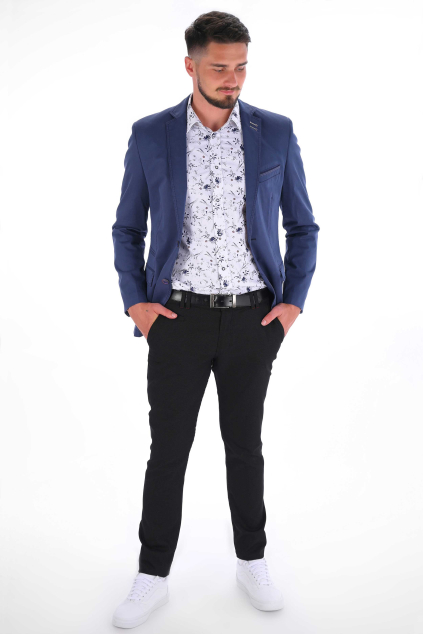 Čierne nohavice s mikrovzorom Chinos ULTRA SLIM strih, bavlna stretch