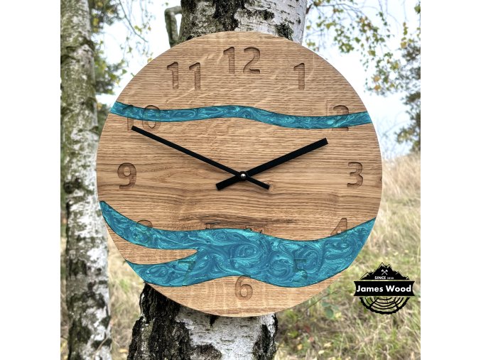 Dřevěné dubové hodiny - RIVER II