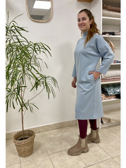 Dámské šaty Ivorin bledě modré - dlouhý rukáv