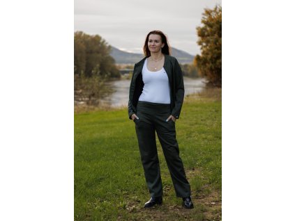 Kalhoty s vysokým pasem z broušené kůže