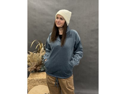 Manšestrová oversize mikina s límcem