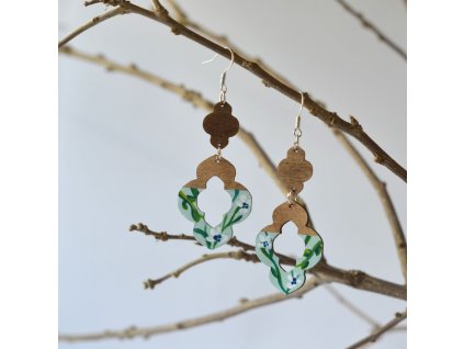 Dřevěné náušnice Suave světle tyrkysové vzor 2