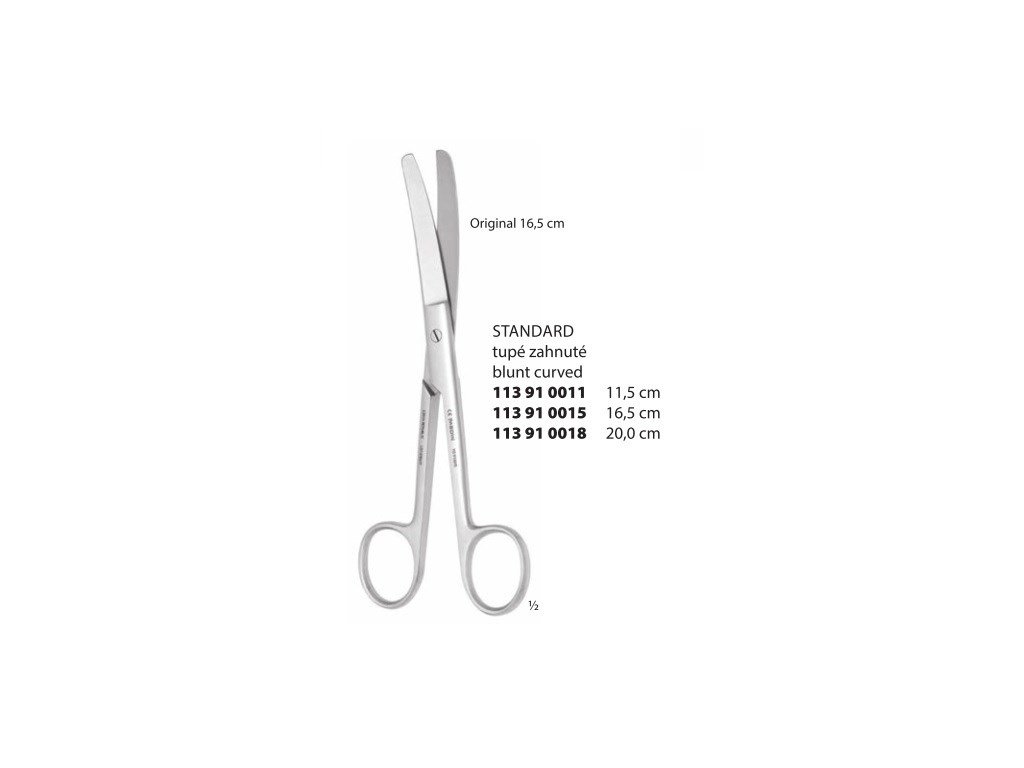 Standard nůžky chirurgické zahnuté; 11,5 cm