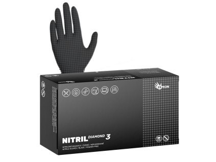 Nitrilové rukavice NITRIL DIAMOND3  100 ks, nepudrované, černé, 8.0 g (Velikost XXL)
