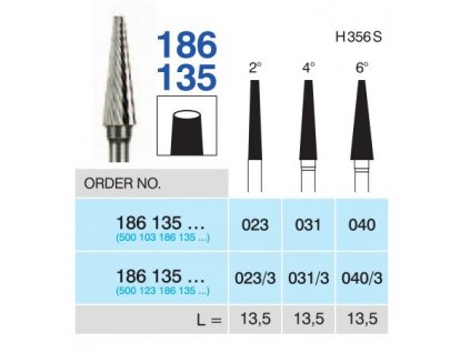 Tvrdokovová fréza - kónus, 186135, průměr 4mm