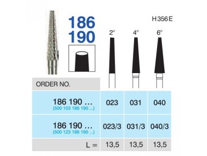 Tvrdokovová fréza - kónus, 186190, průměr 3,1mm