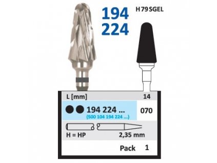 Tvrdokovová fréza - kónus zakulacený, 194224, průměr 7mm