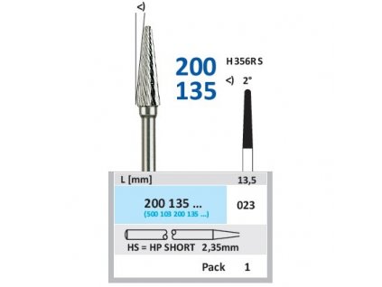 Tvrdokovová fréza - kónus zakulacený, 200135, průměr 2,3mm