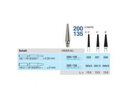 Tvrdokovová fréza - kónus zakulacený, 200135, průměr 2,3mm