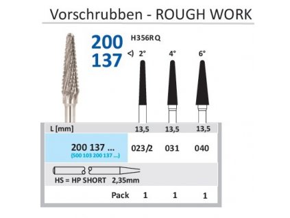 Tvrdokovová fréza - kónus zakulacený, 200137, průměr 2,3mm