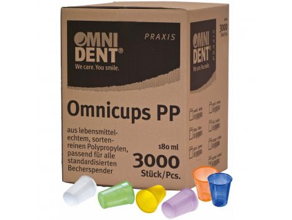 Omnicup PP - výplachové kelímky, 3000ks mix barev