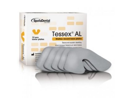 Tessex AL - šelakové bazální destičky s příměsí hliníku, pro dolní čelist