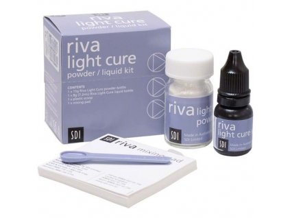 Riva light cure - skloionomerní materiál, tekutina + prášek