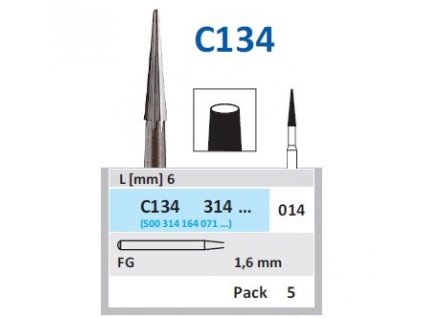 HORICO Tvrdokovová finírka - kónus, C134, průměr 1,4mm
