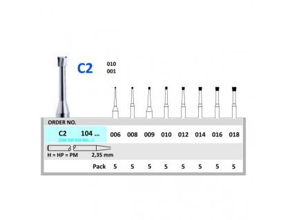 HORICO tvrdokovový vrtáček - obrácený kónus, C2104, průměr 1,2mm