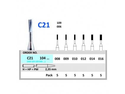 HORICO tvrdokovový vrtáček - cylindr, C21104, průměr 0,8mm