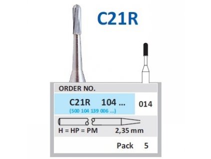 HORICO tvrdokovový vrtáček - cylindr zakulacený, C21R104, průměr 1,4mm