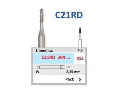 HORICO tvrdokovový vrtáček - cylindr zakulacený, C21RD204 (W), ø 1,2mm
