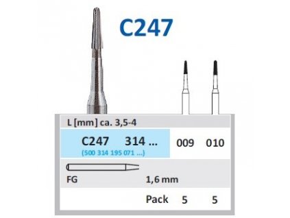 HORICO Tvrdokovová finírka - kónus zakulacený, C247314, průměr 0,9mm