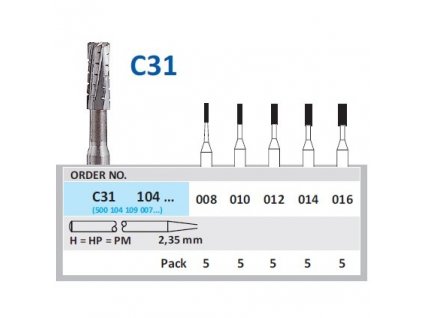 HORICO tvrdokovový vrtáček - cylindr, C31104, průměr 0,8mm