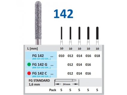 HORICO brousek diamantovaný - cylindr zakulacený, FG142