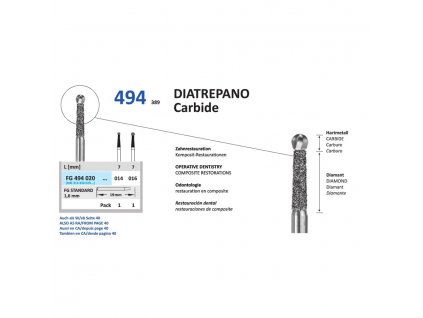 HORICO brousek diamantovaný - Diatrepano Carbide, FG494