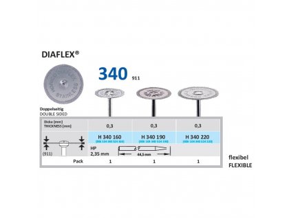 Diamantový disk DIAFLEX - oboustranně sypaný, H340, 1,6cm, normal