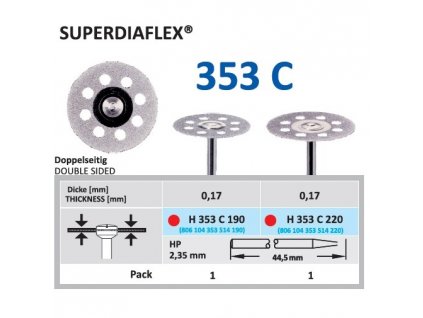 Diamantový disk SUPERDIAFLEX - oboustranně sypaný, H353, 2,2cm, jemná