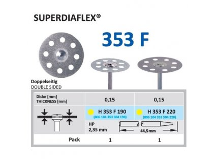 Diamantový disk SUPERDIAFLEX - oboustranně sypaný, H353, 1,9cm, extra jemná