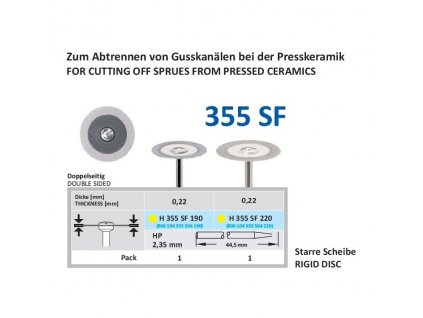 Diamantový disk - oboustranně sypaný, H355SF, průměr 1,9cm, extra jemná