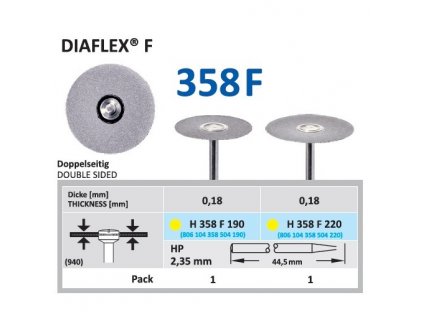 Diamantový disk DIAFLEX F - oboustranně sypaný, H358F, 1,9cm, extra jemná