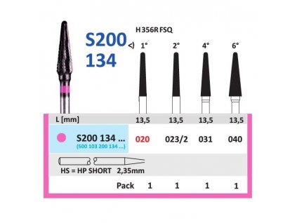 Tvrdokovová fréza - kónus zakulacený, S200134, průměr 2,3 mm, S200134023/2