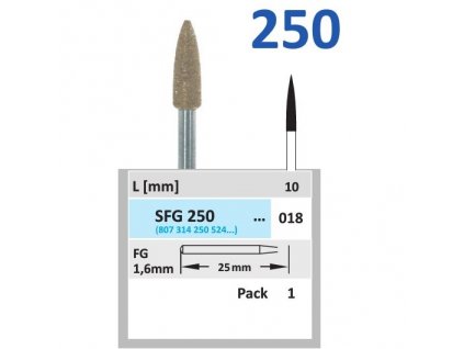 Sintrovaný diamant - plamínek, SFG250, průměr 1,8mm, zrnitost normal