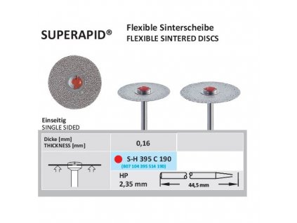 Disk ze sintrovaných diamantů - sypaný ze spodu, SH395 C, průměr 1,9cm, zrnitost jemná