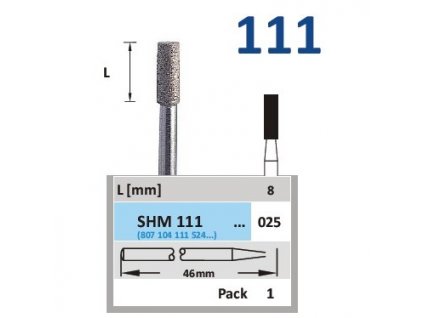 Sintrovaný diamant - cylindr, SHM111, průměr 2,5mm, normal